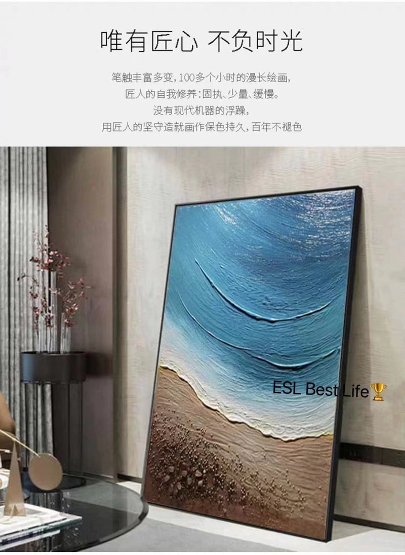 抽象大海风景纯手绘油画客厅沙发走廊餐厅装饰画